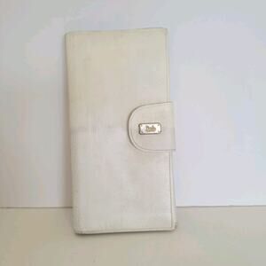 Celine Vintage Wallet Geniue Leather Bifold Larg Italian White Logo Designer